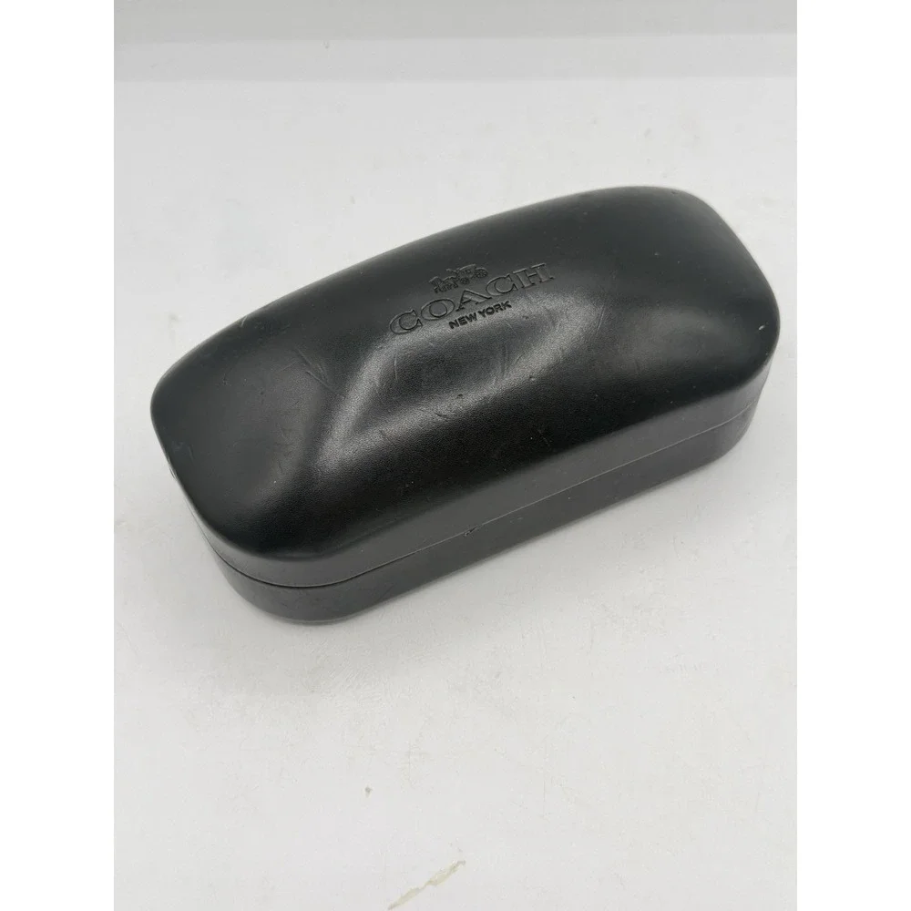COACH EYEWEAR Large Black Faux Leather Hard Clamshell Wrap-Around Sunglass Case